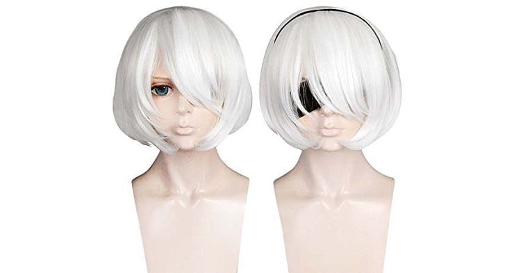 Cfalaicos Short Pure White Costume Hair With Free Wig Cap