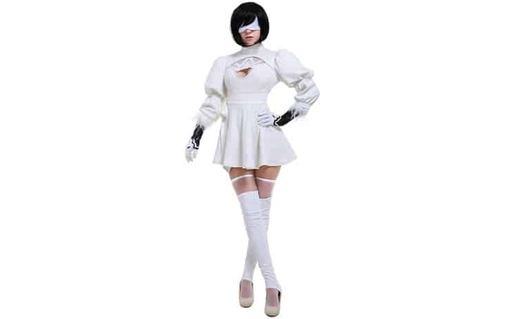 Miccostumes Women's 2b White Two Piece Dress Outfit