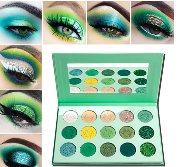 Green Eyeshadow Palette Matte Glitter, Afflano Highly Pigmented Pro Makeup Palettes