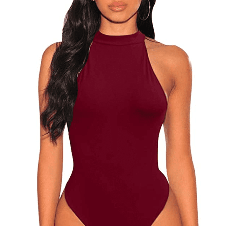 TOB Women’s Sexy Sleeveless Bodysuit Tops High Waist Bodycon Scoop Neck Leotard