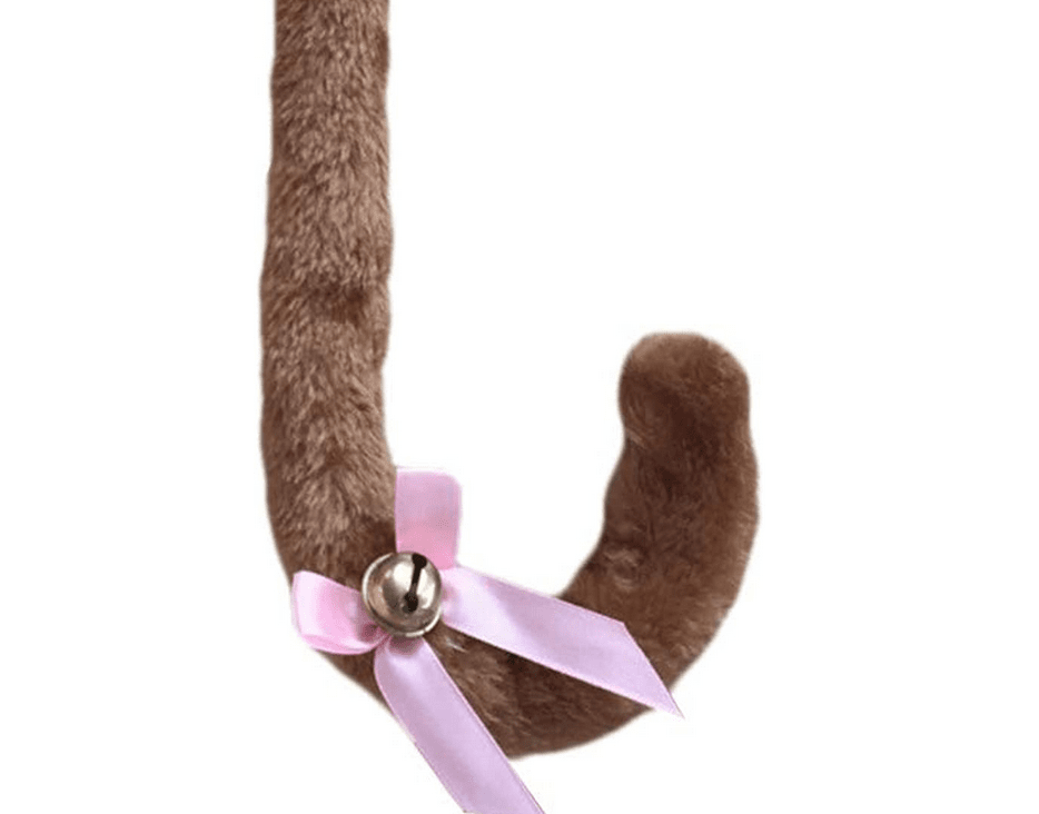 Ztl 27.5″ Long Flexible Plush Cat Tail with Bowknot